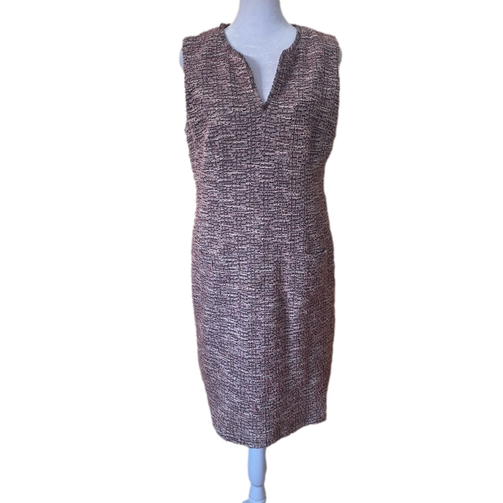 Karl Lagerfeld Pink Tweed Shift Midi Dress Size 8